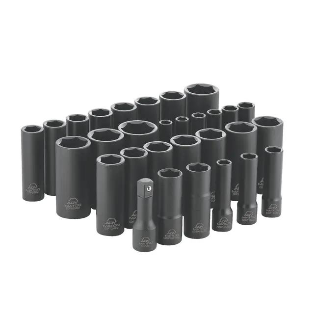 30 PIECE 1/2" DRIVE METRIC & SAE 6 POINT ADV DEEP IMPACT SOCKET SET
