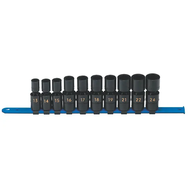 10 PIECE 1/2" DRIVE METRIC 6 POINT UNIVERSAL IMPACT SOCKET SET