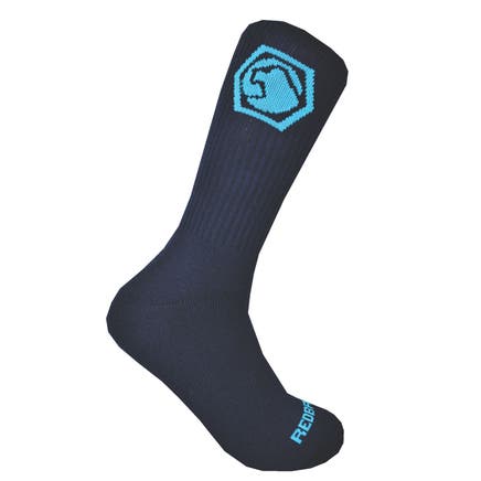 MEN'S REDBACK MATCO BAMBOO CREW SOCKS, NAVY BLUE WITH TEAL, 6 PAIRS