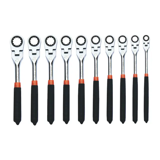 10 PIECE METRIC FLEX RATCHETING WRENCH SET