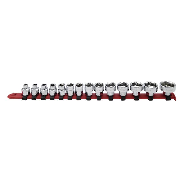 14 PIECE 3/8" AND 17MM DUAL DRIVE SAE 6 POINT LOW PROFILE SOCKET SET
