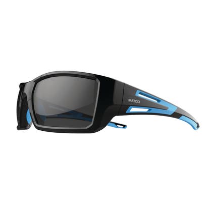 FORCEFLEX SAFETY GLASSES BLACK AND BLUE FULL FRAME WITH POLARIZED SMOKE  LENSES FF5POL