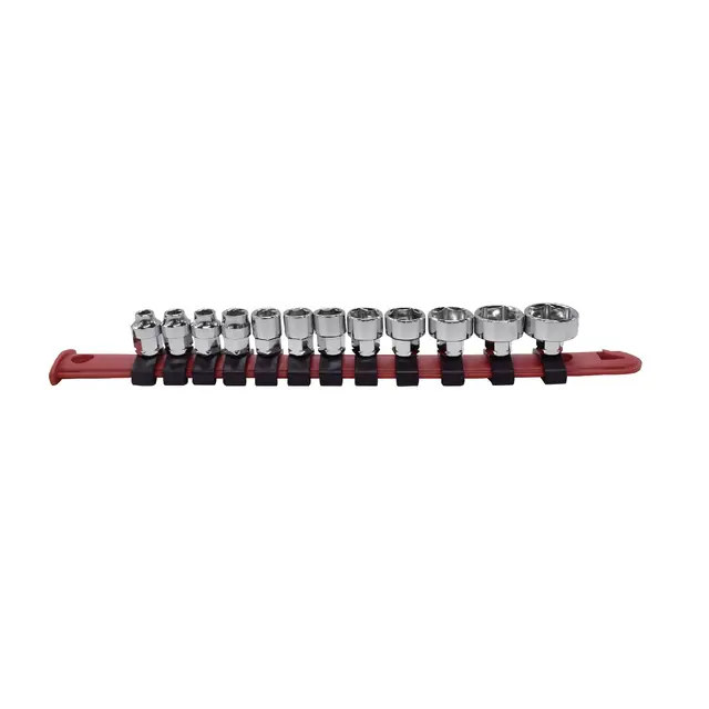 12 PIECE 1/4" AND 11MM DUAL DRIVE SAE 6 POINT LOW PROFILE SOCKET SET