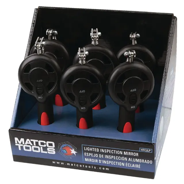 6 PIECE 2-3/8" ROUND LED LIGHTED TELESCOPING INSPECTION MIRROR DISPLAY