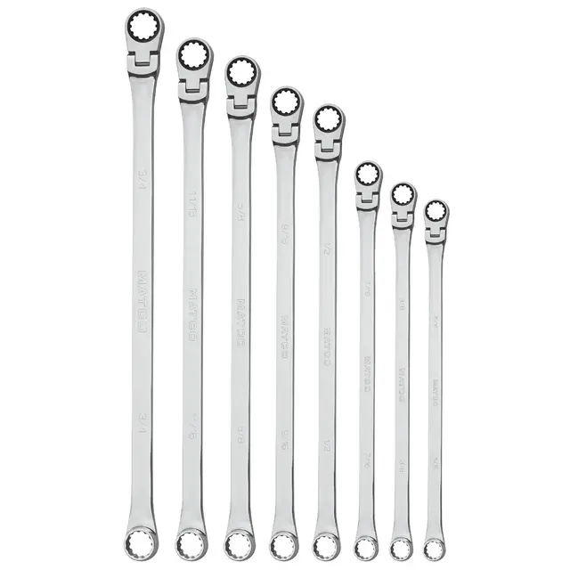 8 PIECE 0° FLEX HEAD RATCHETING XL WRENCH SET