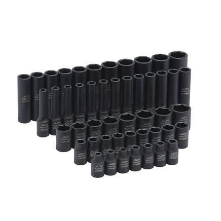 48 PIECE 1/4" DRIVE METRIC AND SAE 6 POINT ADV STANDARD AND DEEP IMPACT SOCKET SET