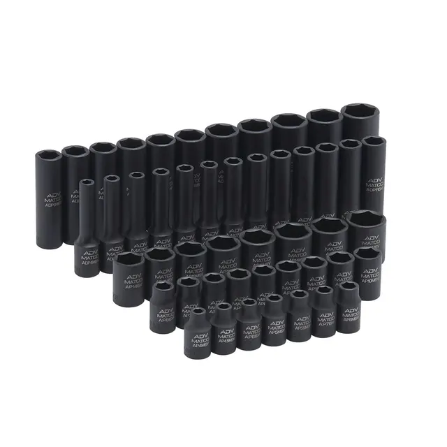 48 PIECE 1/4" DRIVE METRIC AND SAE 6 POINT ADV STANDARD AND DEEP IMPACT SOCKET SET