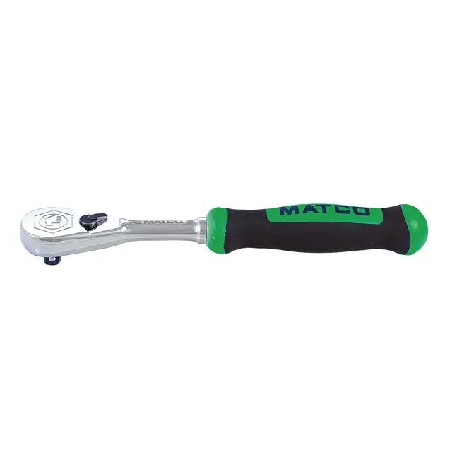 1/4" DRIVE 6-1/2" EIGHTY8 TOOTH FIXED RATCHET WITH ERGO HANDLE - GREEN