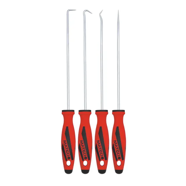 4 PIECE LONG HOOK AND PICK SET - RED