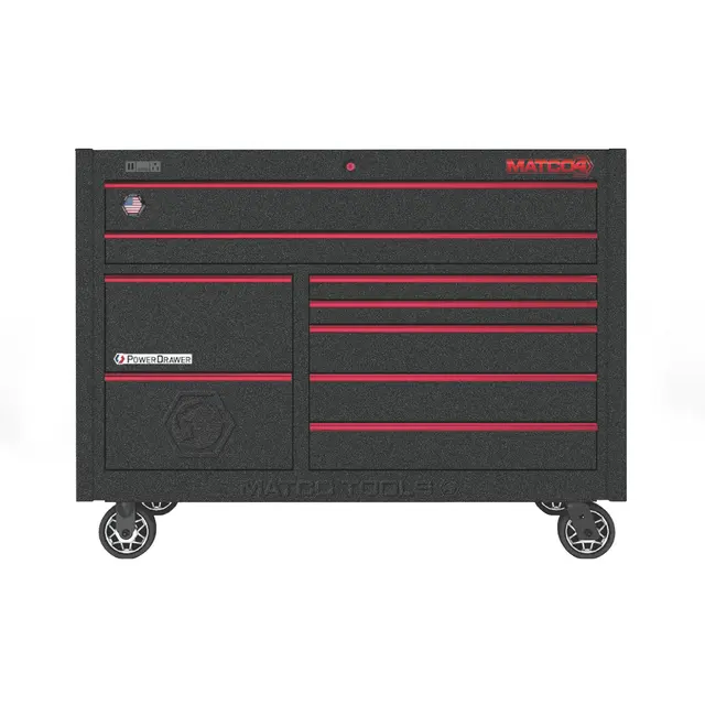 57" x 28" DOUBLE-BAY 4s SERIES TOOLBOX (TOUGH BALLISTIC BLACK/RED)