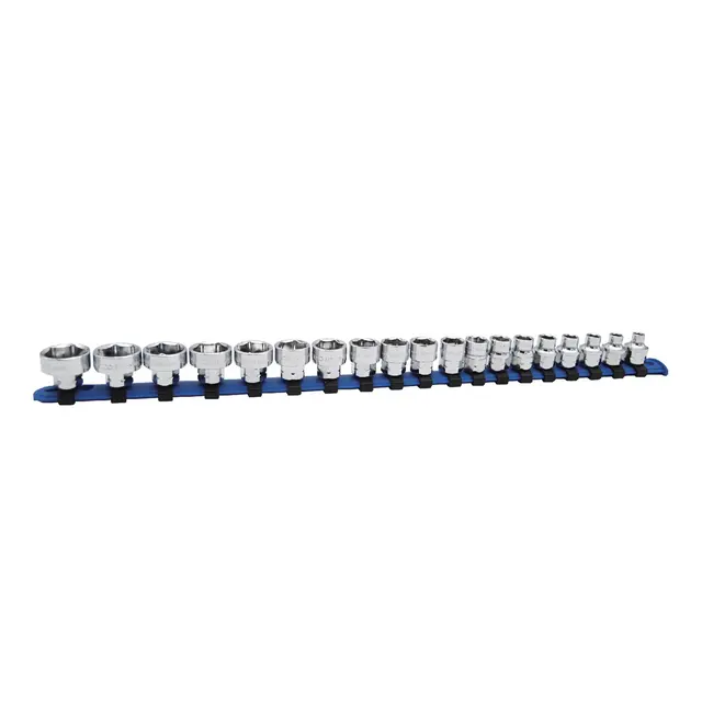 19 PIECE 3/8" AND 17MM DUAL DRIVE METRIC 6 POINT LOW PROFILE SOCKET SET