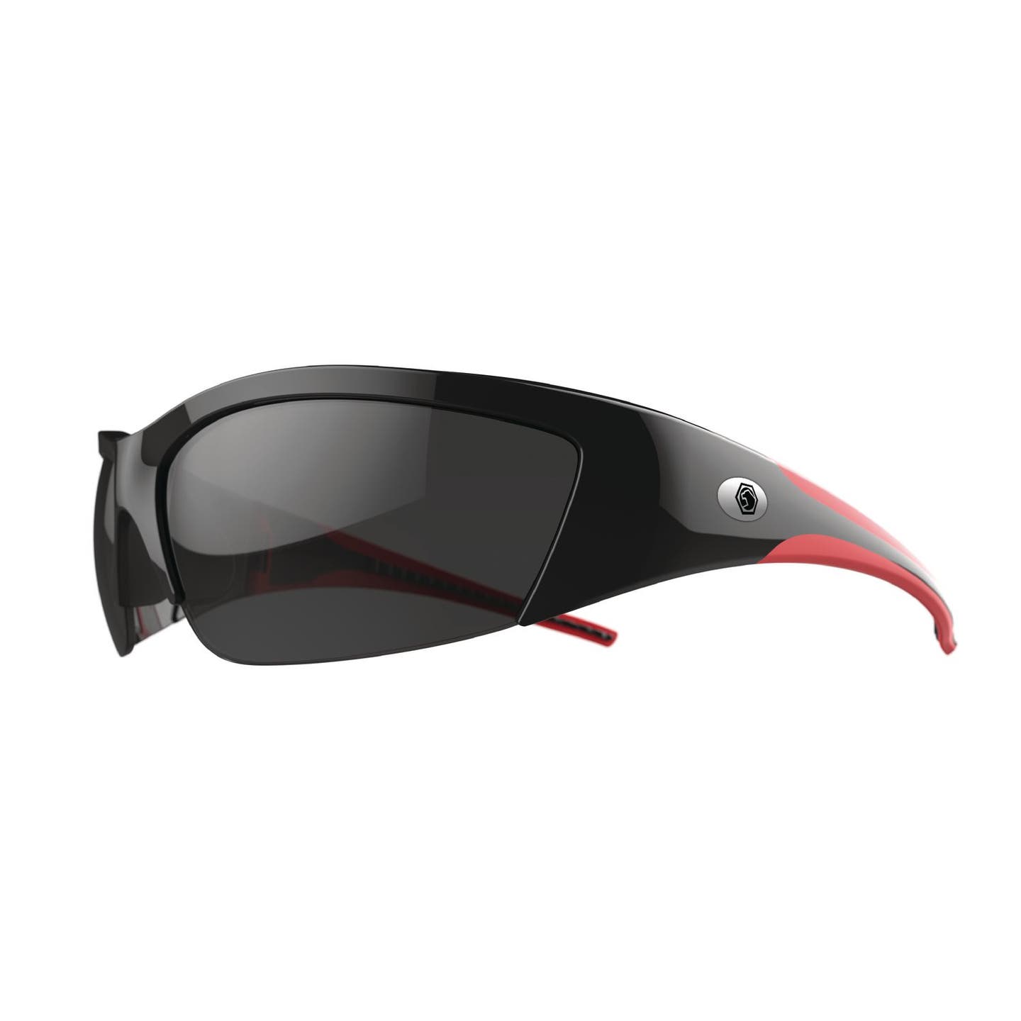 FORCEFLEX SAFETY GLASSES BLACK AND RED HALF FRAME WITH ANTI-FOG SMOKE LENSES