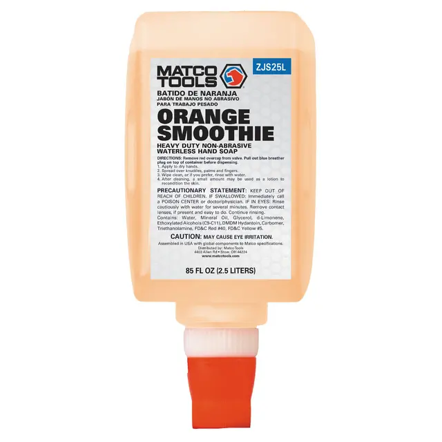 ORANGE SMOOTHIE HEAVY DUTY NON-ABRASIVE WATERLESS HAND SOAP - 2.5L - 4/CASE