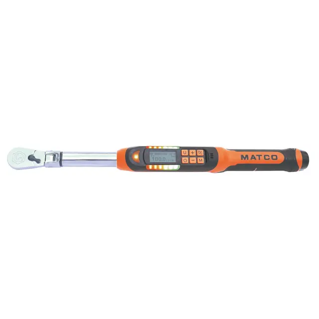 3/8" DRIVE FLEX HEAD 10-100 FT. LBS. ELECTRONIC TORQUE WRENCH WITH ANGLE MEASUREMENT - ORANGE