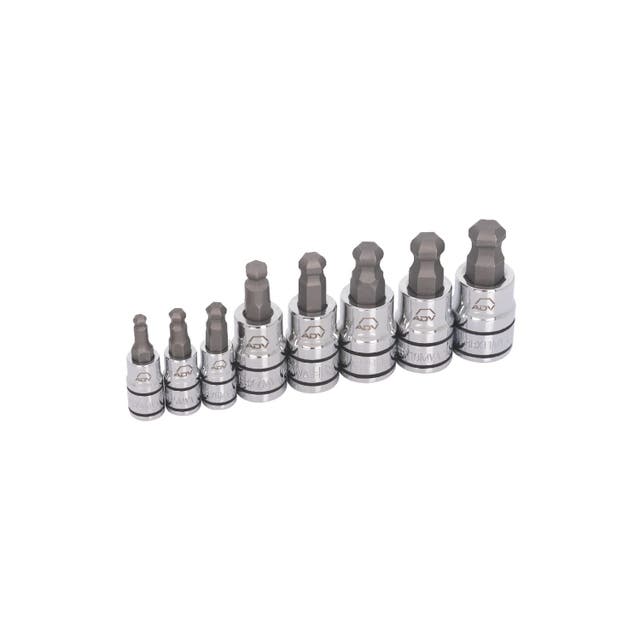 8 PIECE 1/4" AND 3/8" DRIVE METRIC ADV BALL HEX BIT SOCKET SET