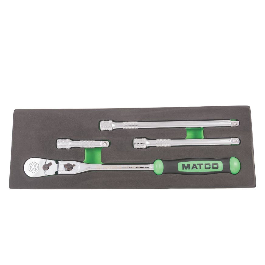 3/8" DRIVE 4 PIECE 12" EIGHTY8 TOOTH LOCKING FLEX RATCHET WITH CHROME EXTENSIONS 3", 6" AND 8