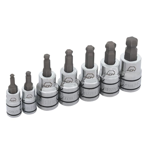 7 PIECE 1/4" AND 3/8" DRIVE SAE ADV BALL HEX BIT SOCKET SET