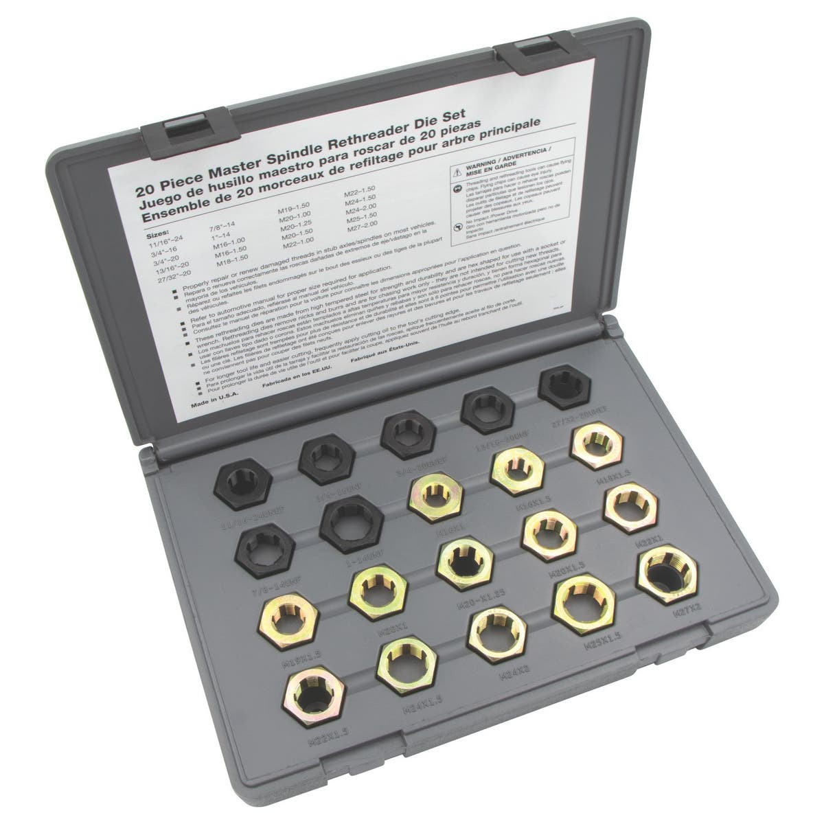 20 PIECE MASTER SPINDLE RETHREAD KIT SR20K Matco Tools