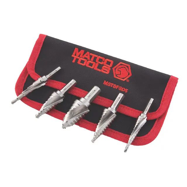 5 PIECE SPIRAL FLUTE STEP DRILL SET