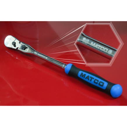 3/8" DRIVE 12-1/2" EIGHTY8 TOOTH LOCKING FLEX HEAD RATCHET WITH ERGO HANDLE - BLUE