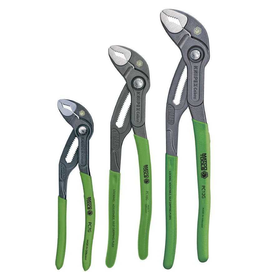 KNIPEX 3 PIECE COBRA PLIERS SET GREEN PC3SG Matco Tools