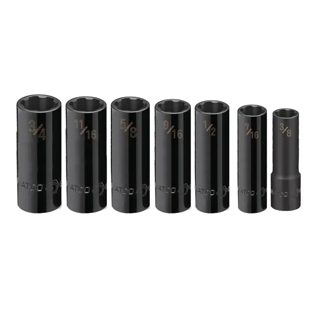 7 PIECE 3/8" DRIVE SAE PRO NON-SLIP IMPACT SOCKET SET