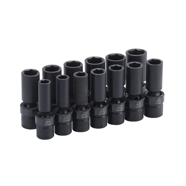 13 PIECE 1/2" DRIVE METRIC 6 POINT ADV DEEP UNIVERSAL IMPACT SOCKET SET