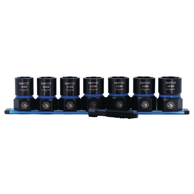 8 PIECE 1/2" DRIVE METRIC SOCKET EXTRACTOR SET WITH FOREIGN OBJECT REMOVAL PUSHER ROD