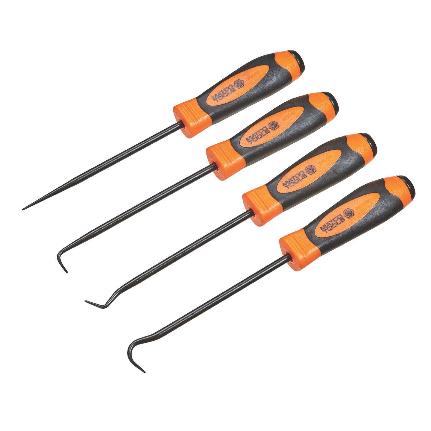 4 PIECE HOOK AND PICK SET WITH METAL CAP - ORANGE