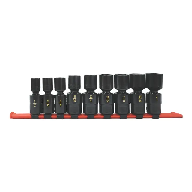 1/2" DRIVE 9 PIECE SAE 6 POINT UNIVERSAL IMPACT SOCKET SET