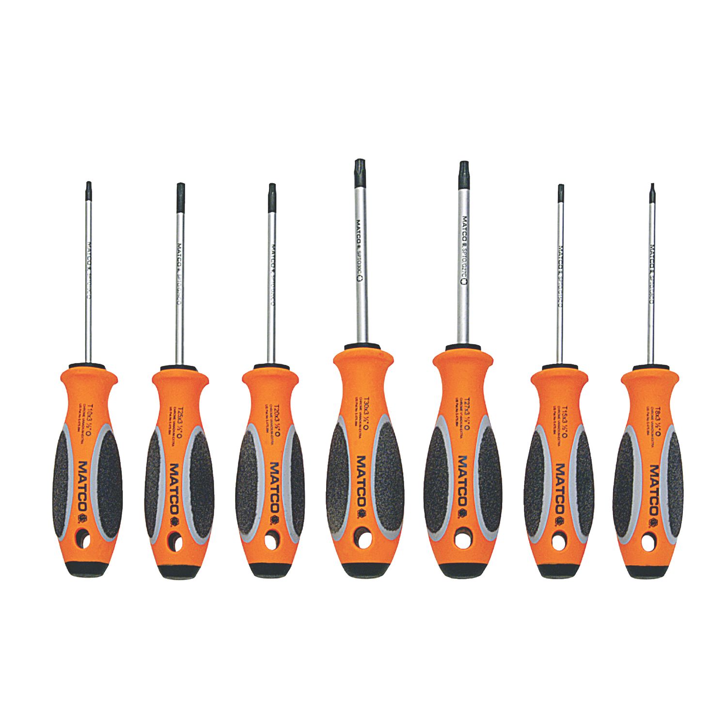 7 PIECE TOP TORQUE II ORANGE TAMPERPROOF TORX SCREWDRIVER SET