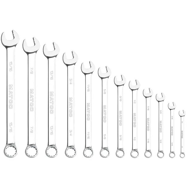12 PIECE LONG SAE COMBINATION WRENCH SET