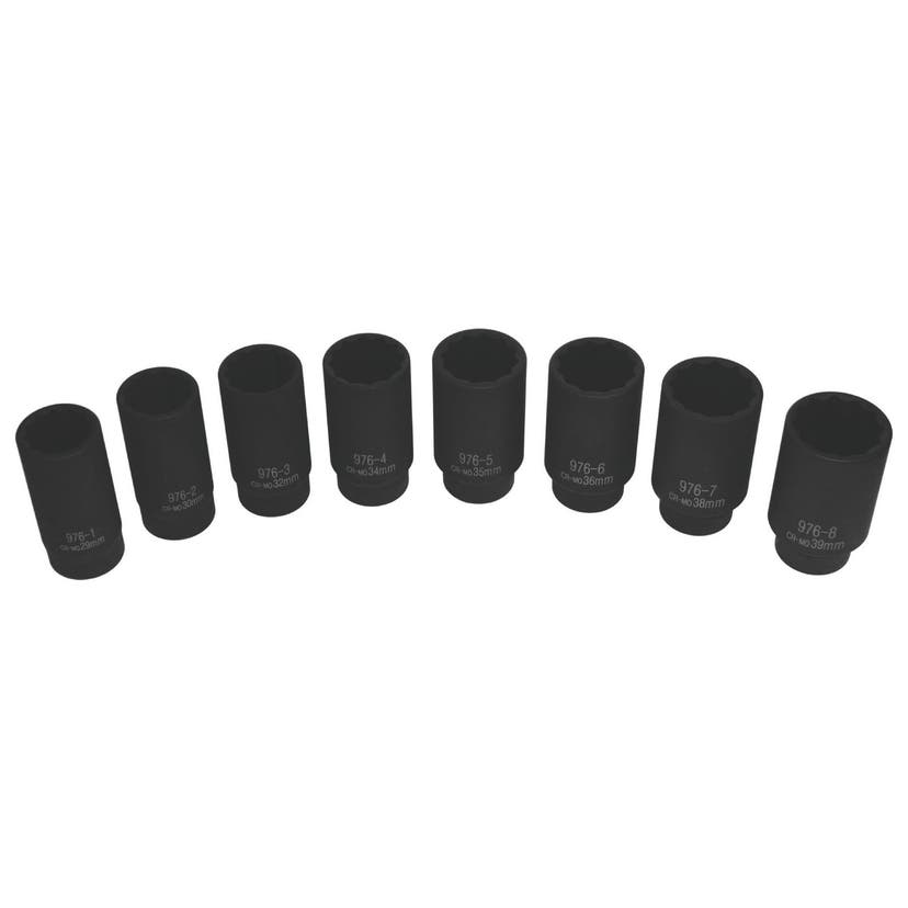 1/2" DRIVE 8 PIECE 12 POINT AXLE NUT SOCKET SET AXL12PT Matco Tools