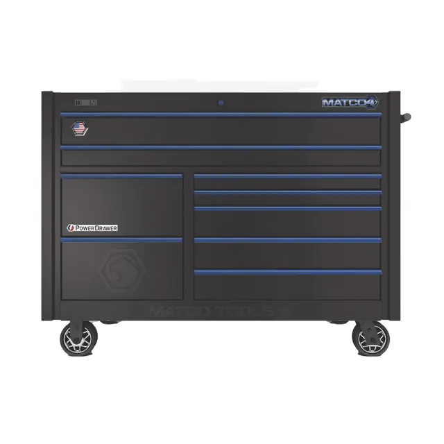 "57" x 28" DOUBLE-BAY 4s SERIES TOOLBOX (OUTLAW BLACK/BLUE)