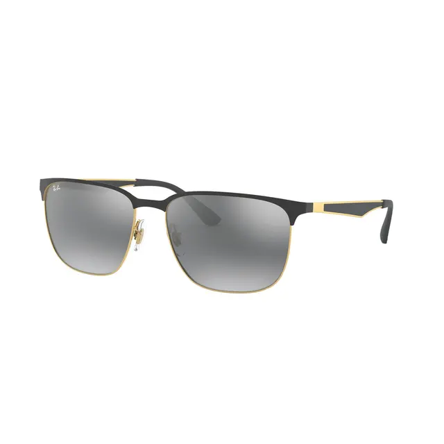 RAY-BAN RB3569 POLISHED BLACK ON GOLD WITH GRAY MIRROR LENSES