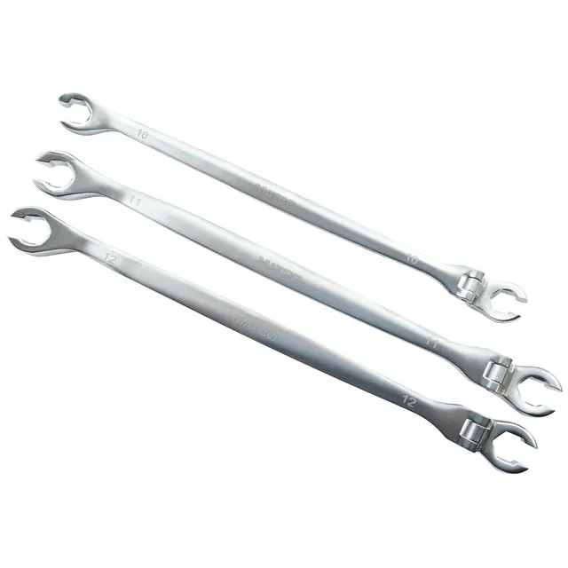 METRIC BRAKE LINE WRENCH SET, EXTRA LONG 3PC