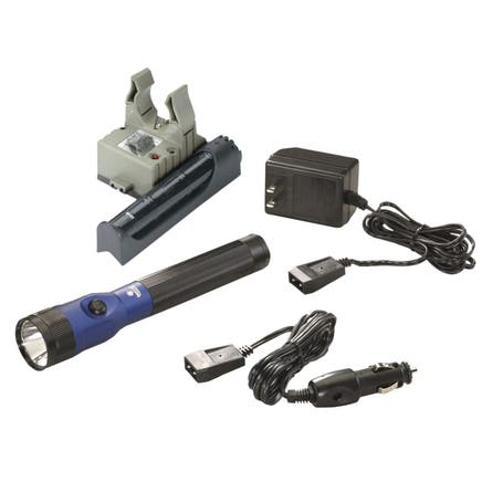 STINGER DUAL SWITCH LED RECHARGEABLE FLASHLIGHT WITH PIGGYBACK CHARGER - BLUE