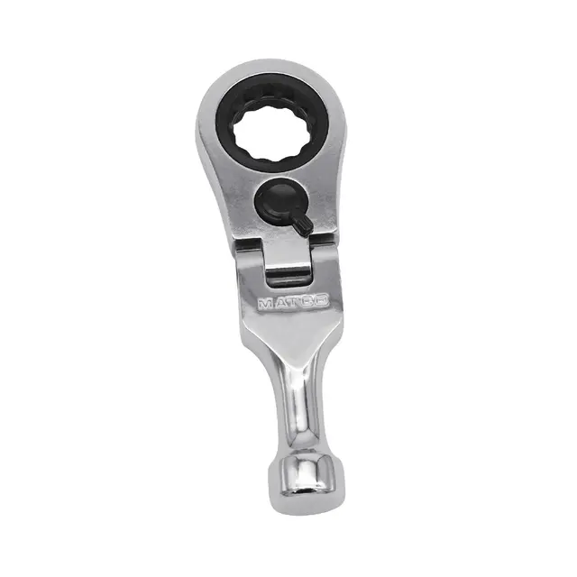 17MM 4" STUBBY REVERSIBLE FLEX RATCHETING WRENCH FOR DUAL DRIVE SOCKETS