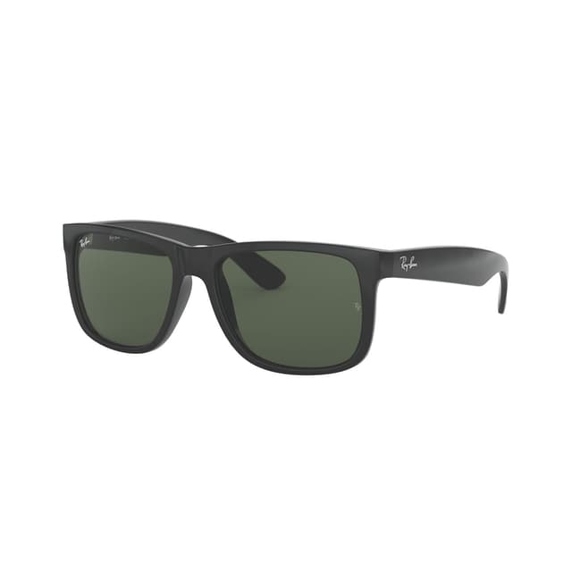 RAYBAN® JUSTIN MATTE BLACK WITH LIGHT DARK GREEN LENSES