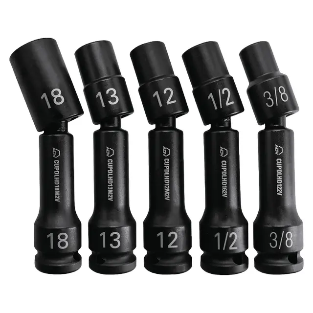 5 PIECE 1/2" DRIVE 12 POINT PINLESS HEAVY-DUTY UNIVERSAL ADV IMPACT DRIVELINE SOCKET SET