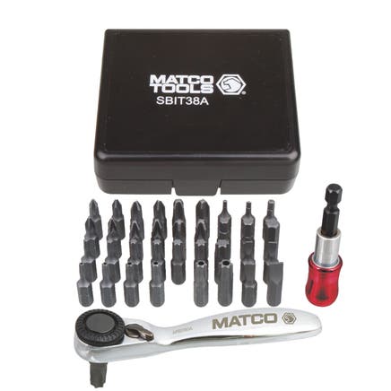 38 PIECE 1/4" DRIVE MINI RATCHET AND BIT SET