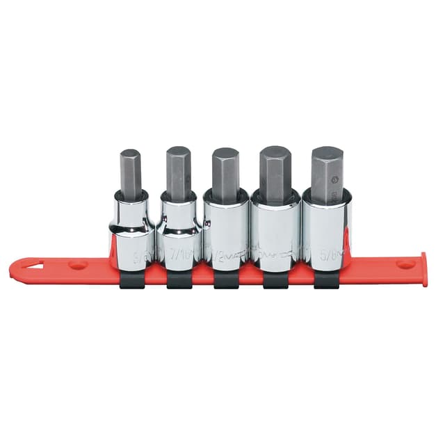 1/2" DRIVE 5 PIECE SAE HEX BIT SOCKET SET
