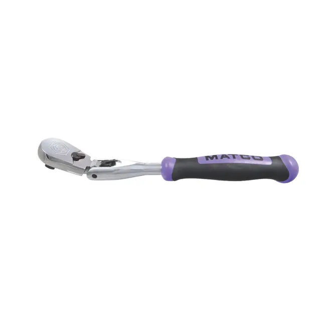 1/2" DRIVE EIGHTY8 TOOTH 13.5" LOCKING FLEX-HEAD RATCHET WITH PURPLE COMFORT GRIP