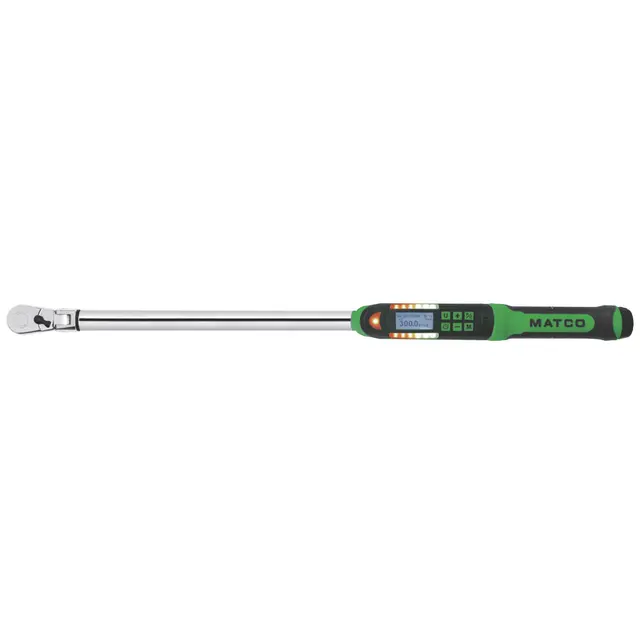 1/2" DRIVE FLEX HEAD ELECTRONIC TORQUE WRENCH 30-300 FT. LBS. WITH ANGLE - GREEN