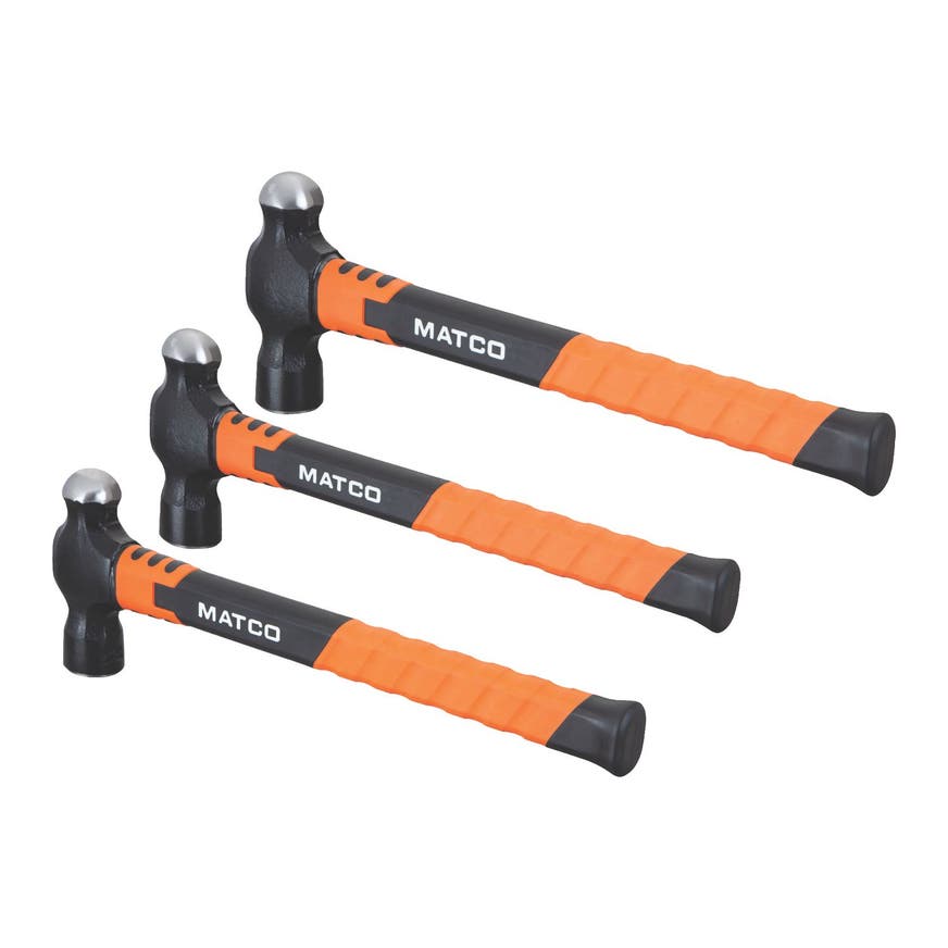 3 PIECE 24 OZ., 32 OZ., AND 48 OZ. BALL PEEN HAMMER SET WITH FIBERGLASS