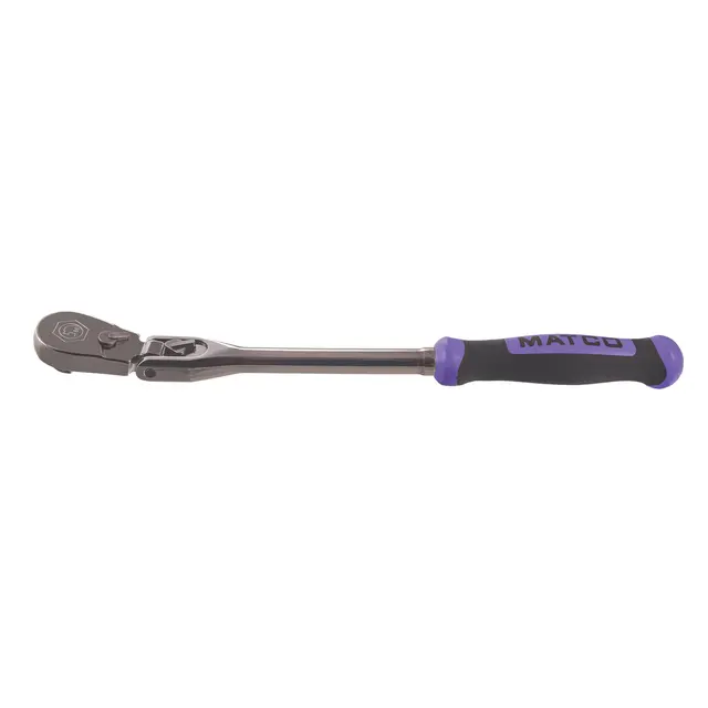 3/8" DRIVE 12-1/2" EIGHTY8 TOOTH BLACK NICKEL LOCKING FLEX RATCHET WITH ERGO HANDLE - PURPLE