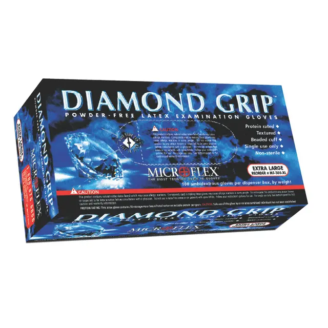 DIAMOND GRIP LATEX GLOVES - LARGE