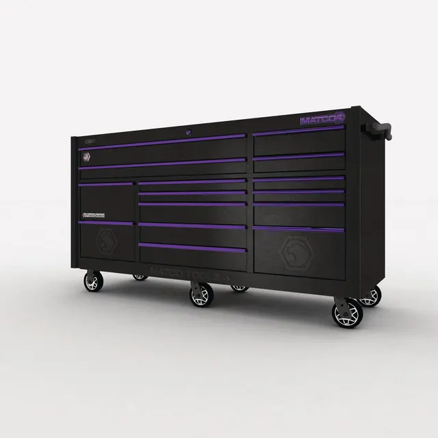 79" x 28" TRIPLE-BAY 4s SERIES TOOLBOX (BLACK VEIN/PURPLE)