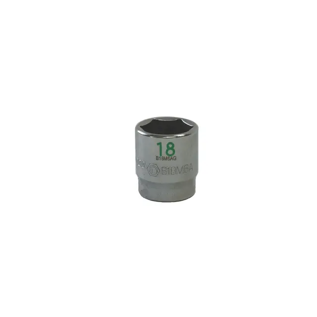 3/8" DRIVE 18MM METRIC 6 POINT CHROME SOCKET - GREEN