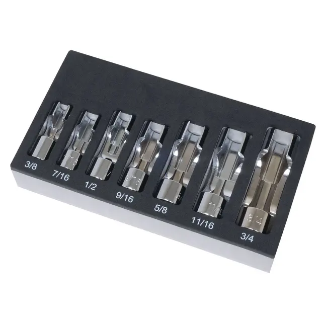 3/8" DRIVE 6-POINT SAE FLARE NUT SOCKET SET, 7 PIECE